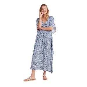 Rujuta Sheth Shira Caftan Blue White Dress Cover Up Travel Vacation One Size